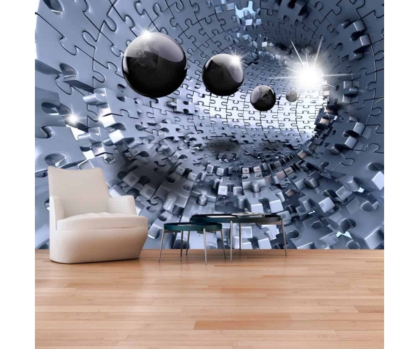 Fototapeta samoprzylepna - czarne kule puzzle tunel