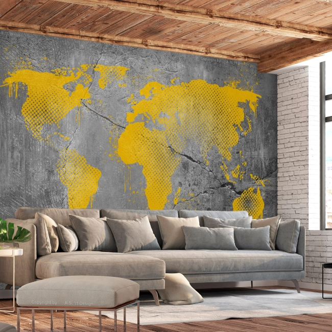 Fototapeta - Mapa Świata Beton Malowany Świat