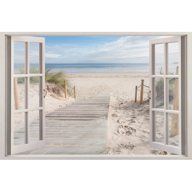 Obraz na płótnie Okno Widok Plaża Morze - NA WYMIAR