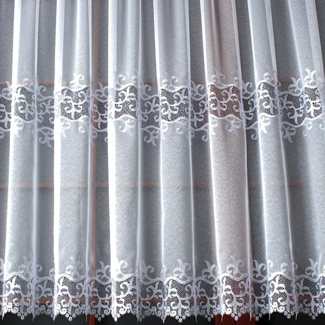 Firana na wymiar Gipiura bez prasowania - Firana JOANNA krótka - Dwa pasy gipiury