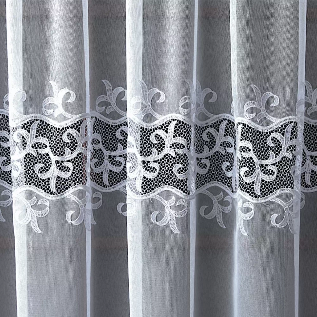 Firana na wymiar Gipiurowa bez prasowania - Firana JOANNA długa - 3 pasy gipiury tureckiej, biała