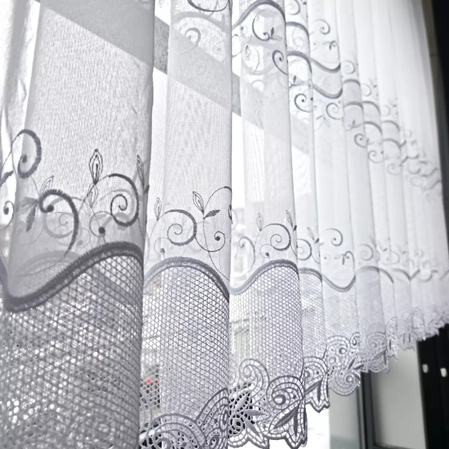 Firana na wymiar Gipiura bez prasowania - Firana NATALIA - Dwa pasy gipiury