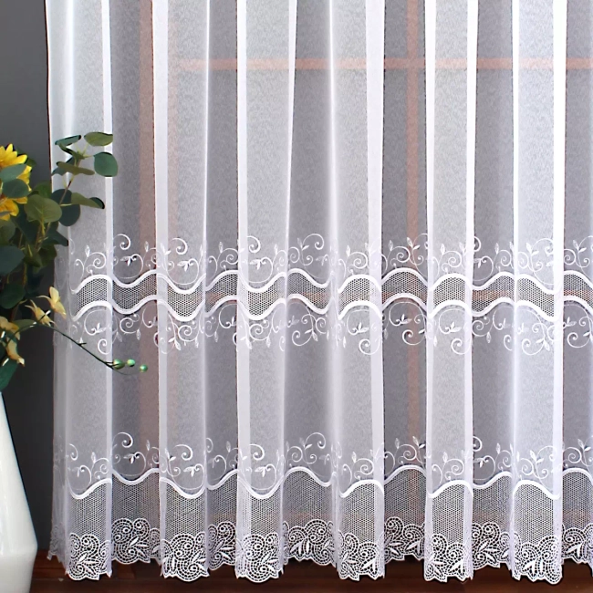 Firana na wymiar Gipiura bez prasowania - Firana NATALIA - Dwa pasy gipiury