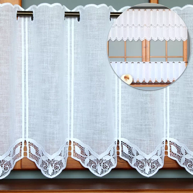 zazdrostka do kuchni - gipiurowa z haftem na okno panelowa CELINA