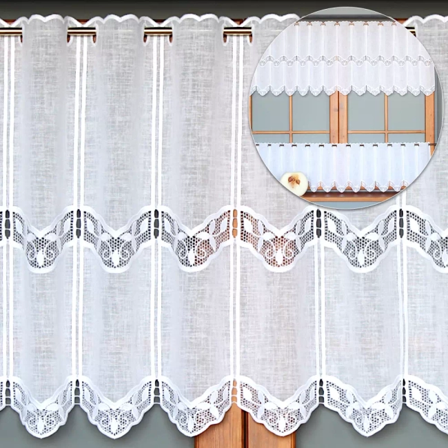 zazdrostka do kuchni - gipiurowa z haftem na okno panelowa CELINA