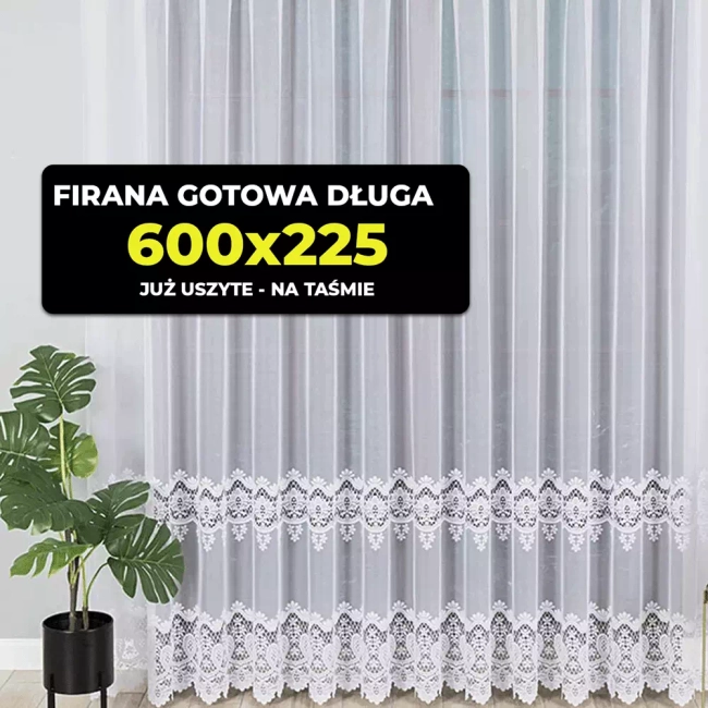 Firana gotowa już uszyta - Długa 600x225 na taśmie - Ostatnia sztuka