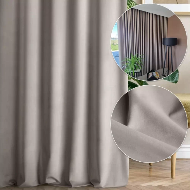 Zasłona Welwet Misiu Szarobeżowa - Zasłona do salonu sypialni - Na Wymiar