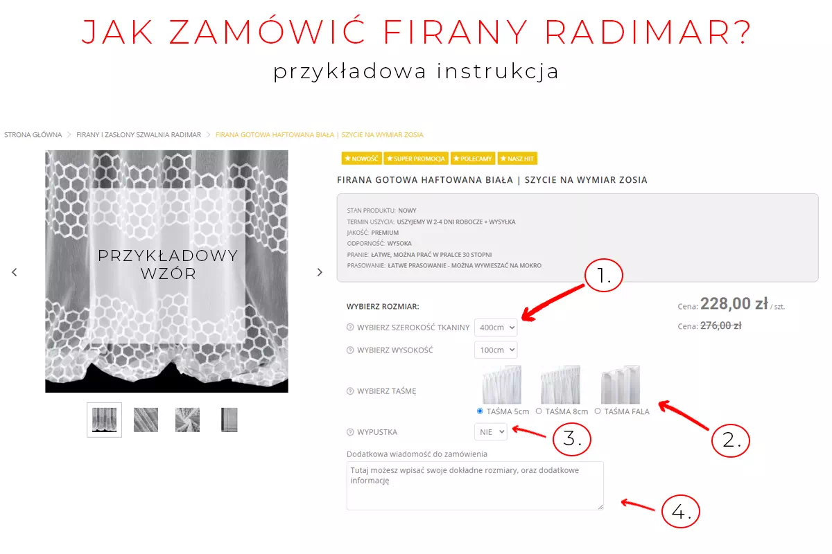 jak zamówić firanę Kornelia