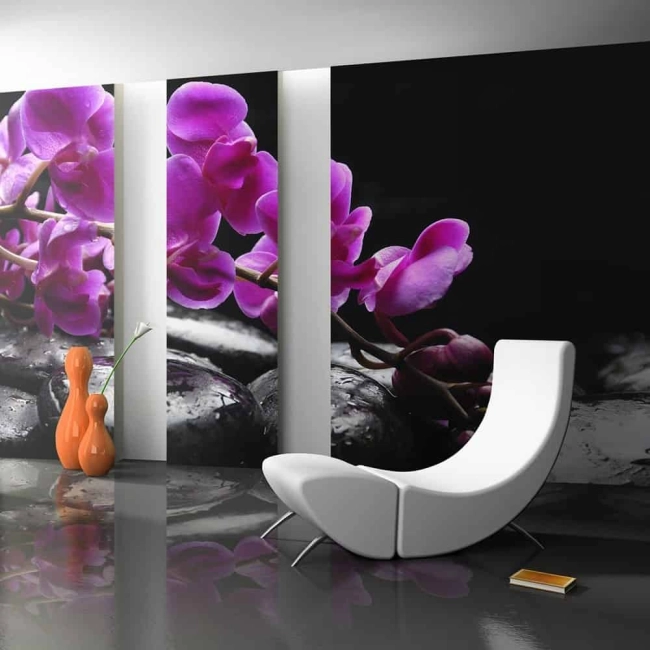 Fototapeta - orchidea i kamienie zen