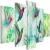 Obraz - Kolorowe kolibry (5-częściowy) szeroki zielony OBRAZ NA PŁÓTNIE WŁOSKIM