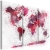 Obraz - Mapa świata: czerwone akwarele (3-częściowy) OBRAZ NA PŁÓTNIE WŁOSKIM