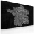 Obraz - Text map of France on the black background OBRAZ NA PŁÓTNIE WŁOSKIM