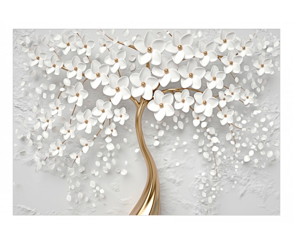 Fototapeta - Czarodziejska magnolia białe liście złote drzewko