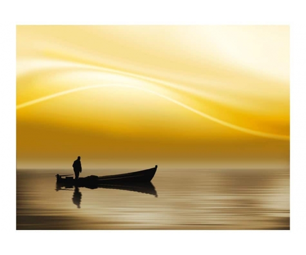 Fototapeta - Człowiek w łódce na wodzie