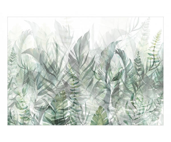Fototapeta - Magiczny gaj zielone liście duże tropikalne dżungla