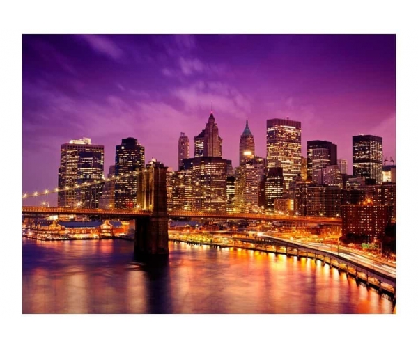 Fototapeta - Manhattan i Most Brookliński nocą