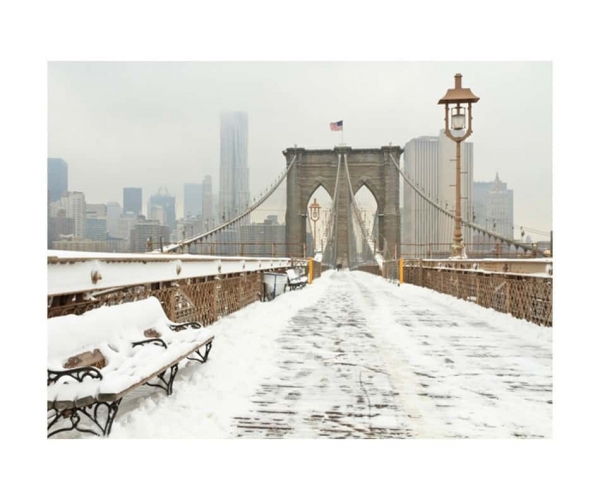 Fototapeta - Nowojorski most pokryty śniegiem