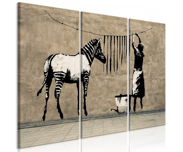 Obraz - Banksy: Pranie zebry na betonie (3-częściowy)