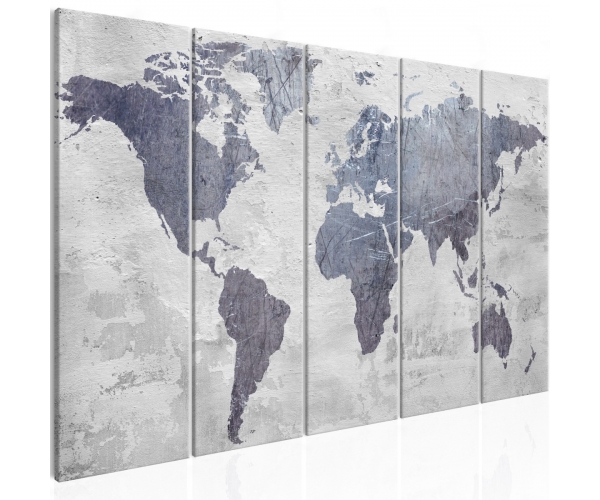 Obraz - Betonowa mapa świata (5-częściowy) wąski OBRAZ NA PŁÓTNIE WŁOSKIM