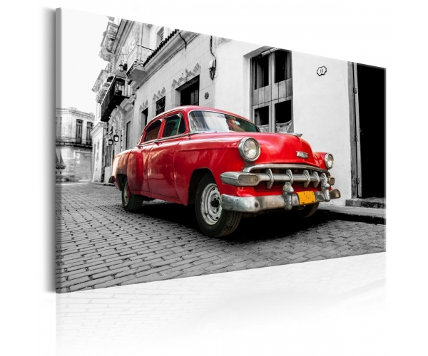 Obraz - Klasyczne kubańskie auto (Czerwony)