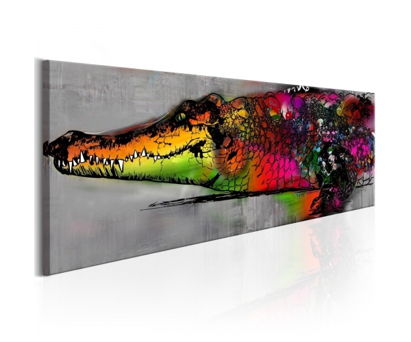 Obraz - Kolorowy aligator OBRAZ NA PŁÓTNIE WŁOSKIM
