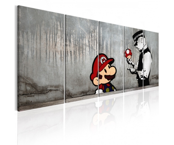 Obraz - Mario Bros na betonie OBRAZ NA PŁÓTNIE WŁOSKIM