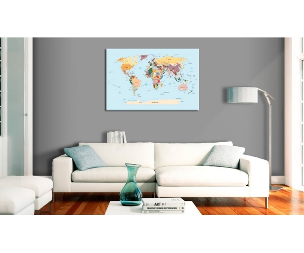 Obraz na korku błękitna mapa świata obraz na ścianę