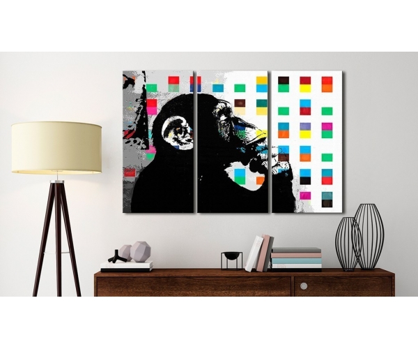 Obraz - The Thinker Monkey by Banksy OBRAZ NA PŁÓTNIE WŁOSKIM