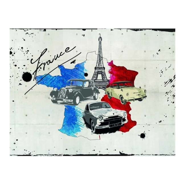 Fototapeta Samochody flaga Francji wieża