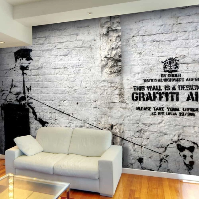 Fototapeta - Banksy- Grafitti na murze