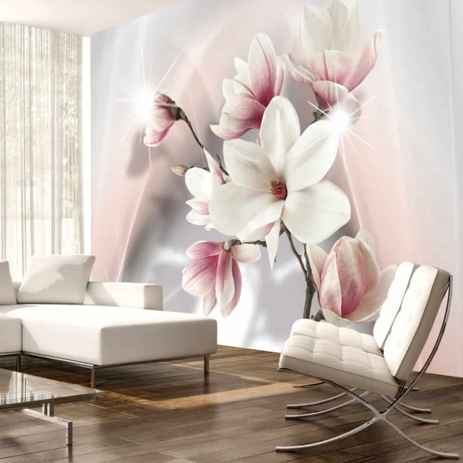 Fototapeta kwiaty białe magnolie różowa