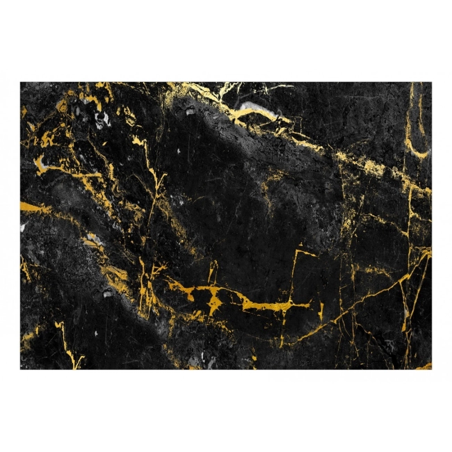 Fototapeta marmur czarny odcienie żółtego złota Czarna elegancja