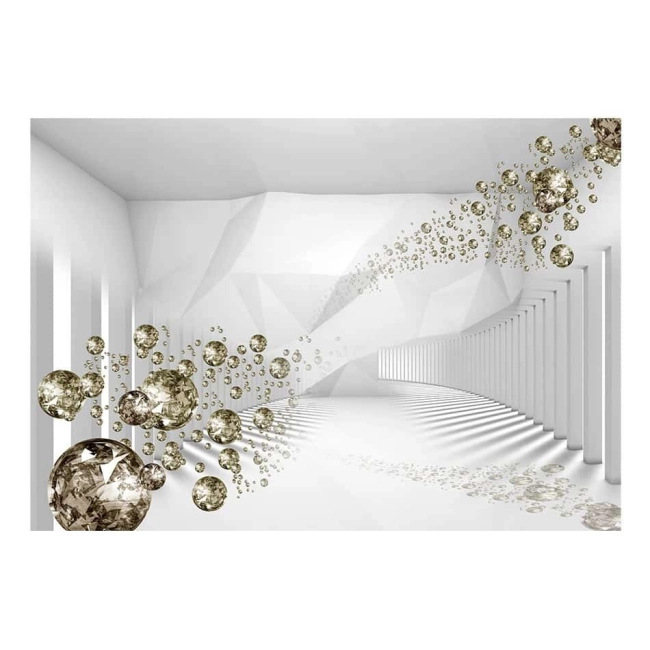 Fototapeta - Biały korytarz i złote diamenty diamentowy korytarz