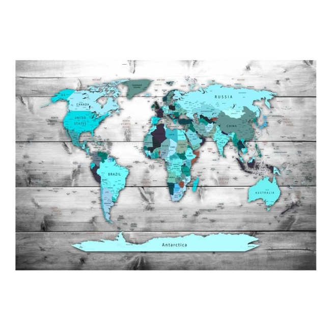 Fototapeta mapa świata deski błękitne kontynenty