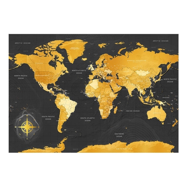 Fototapeta mapa świata czarna odcienie złota żółtego pomarańcz