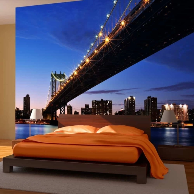 Fototapeta - Oświetlony Most Manhattan Bridge