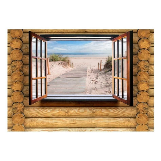 Fototapeta - Plaża za oknem