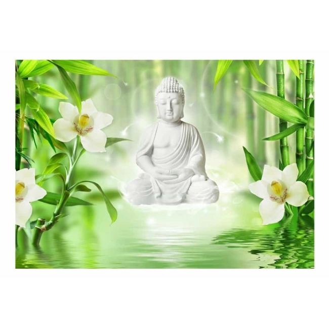 Fototapeta samoprzylepna - Budda i bambusy kwiaty w rolce