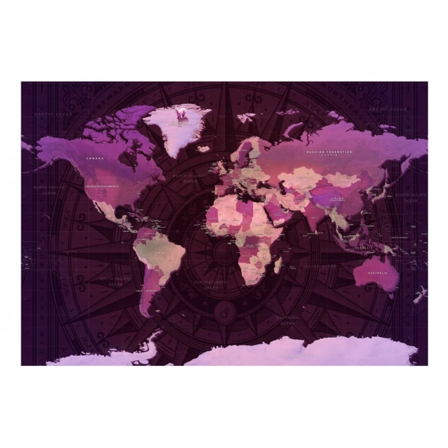 Fototapeta samoprzylepna - Fioletowa mapa świata