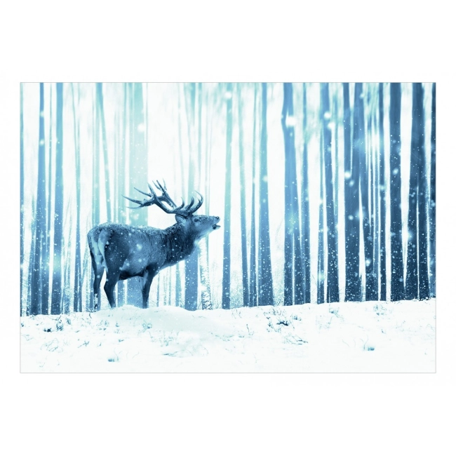 Fototapeta samoprzylepna - Jeleń na śniegu (niebieski)
