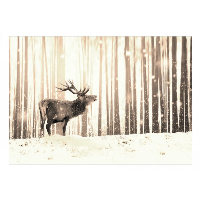 Fototapeta samoprzylepna - Jeleń na śniegu (sepia)