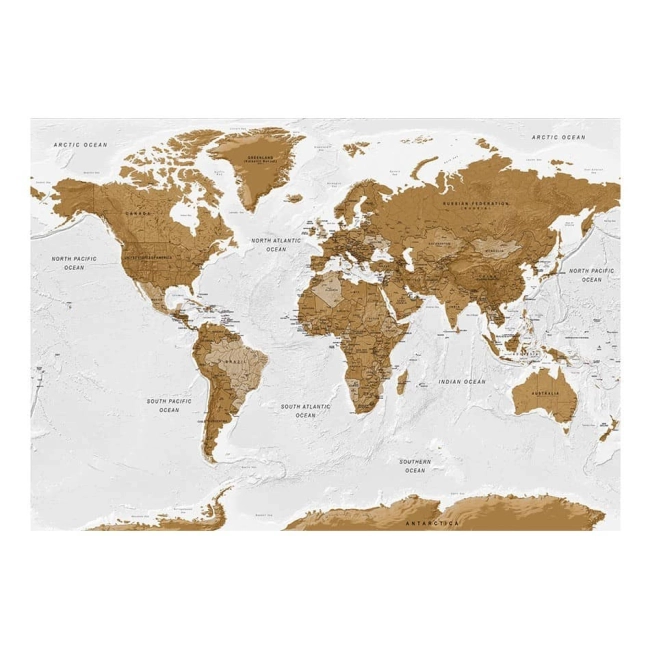 Fototapeta samoprzylepna - Mapa świata: Białe oceany