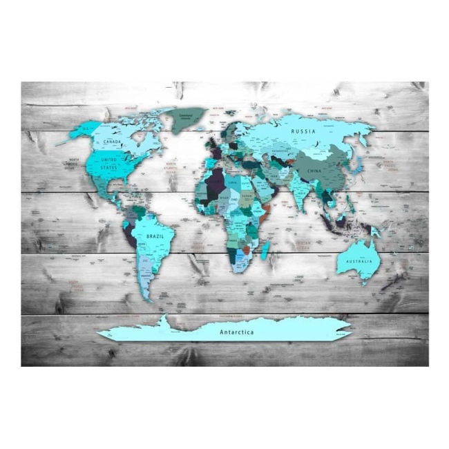 Fototapeta samoprzylepna - Mapa świata: Błękitne kontynenty