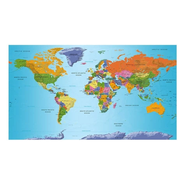 Fototapeta samoprzylepna - Mapa świata: Kolorowa geografia II