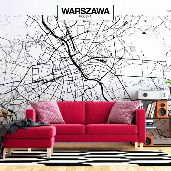 Fototapeta samoprzylepna - Mapa Warszawy