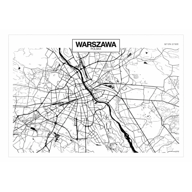 Fototapeta samoprzylepna - Mapa Warszawy