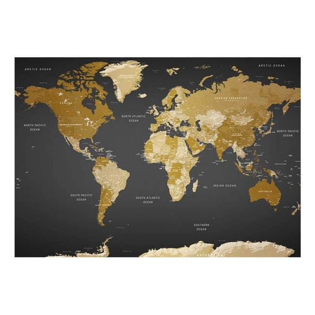 Fototapeta samoprzylepna - Żółto-czarna mapa świata: nowoczesna geografia