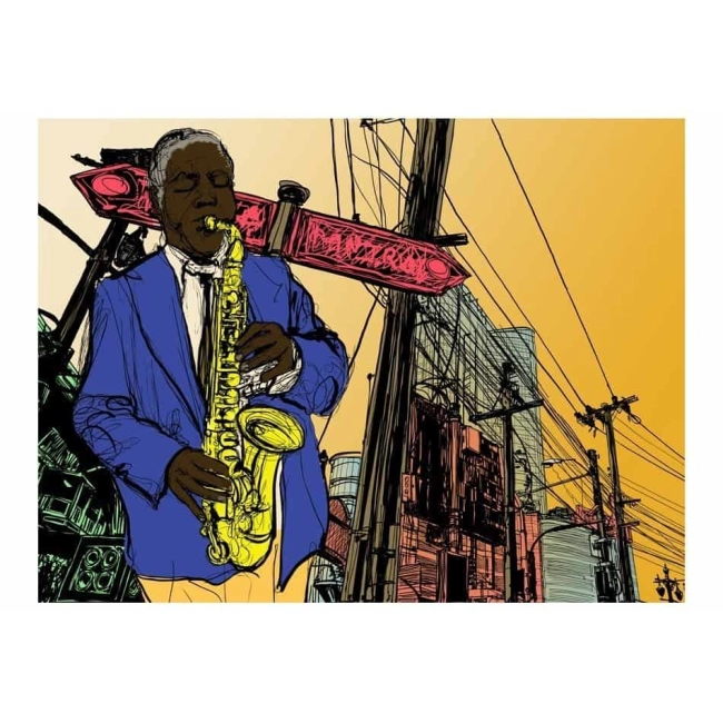Fototapeta - Saxophonist in New York