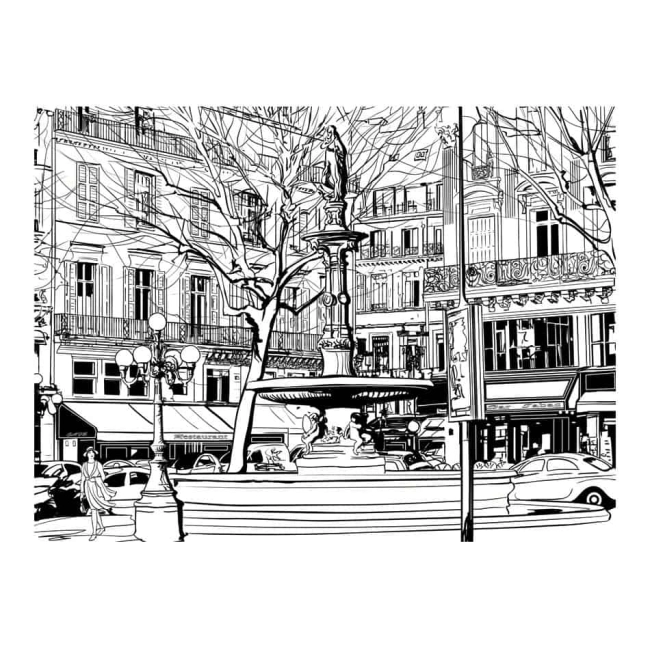 Fototapeta - Sketch of parisian fountain