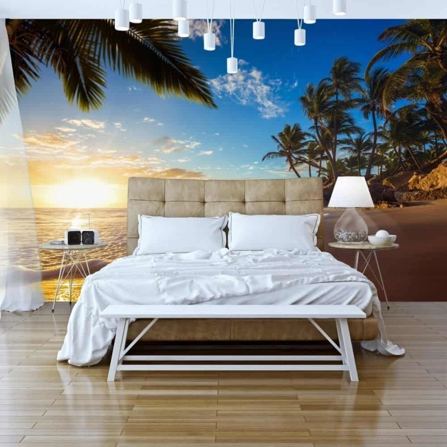 Fototapeta morze słońce palmy Tropikalna plaża